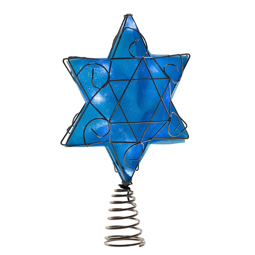 Kurt Adler UL 10-Light LED Silver and Blue Shimmer Star Treetop